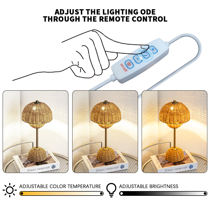Arvella | Rattan Tischlampe mit Geflecht-Design