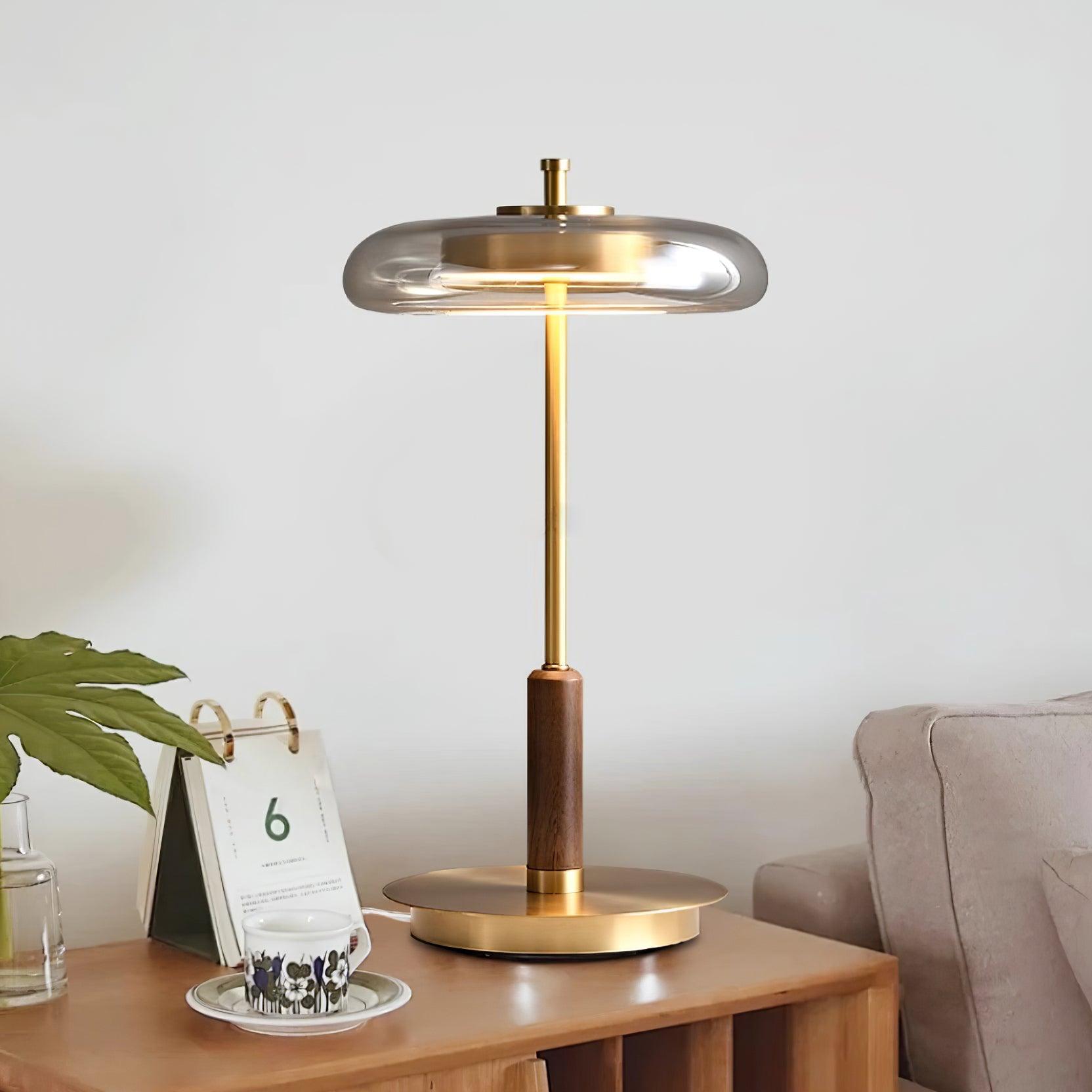 Lumisol | Tischleuchte mit Glas und Holz