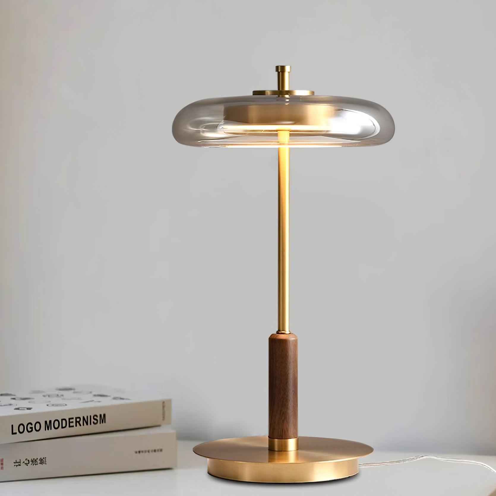 Lumisol | Tischleuchte mit Glas und Holz
