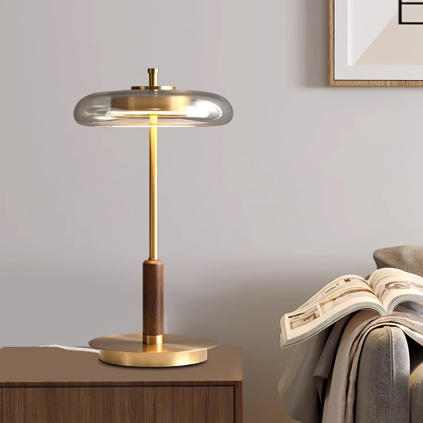 Lumisol | Tischleuchte mit Glas und Holz