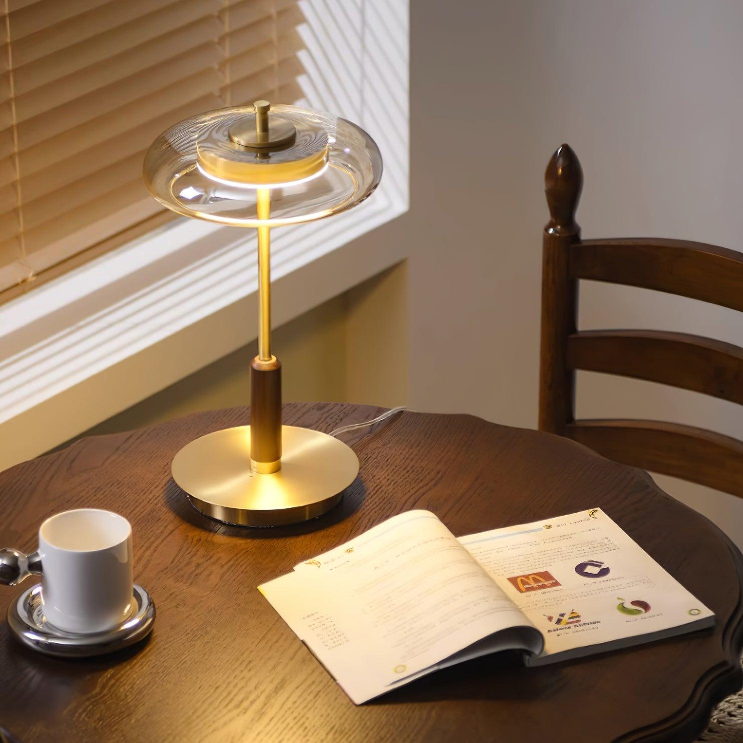 Lumisol | Tischleuchte mit Glas und Holz