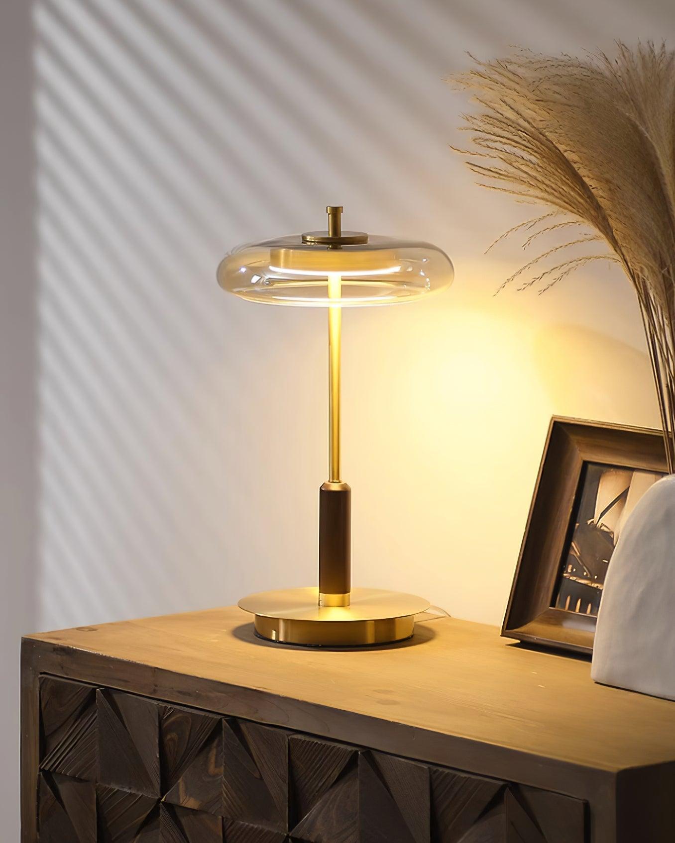 Lumisol | Tischleuchte mit Glas und Holz