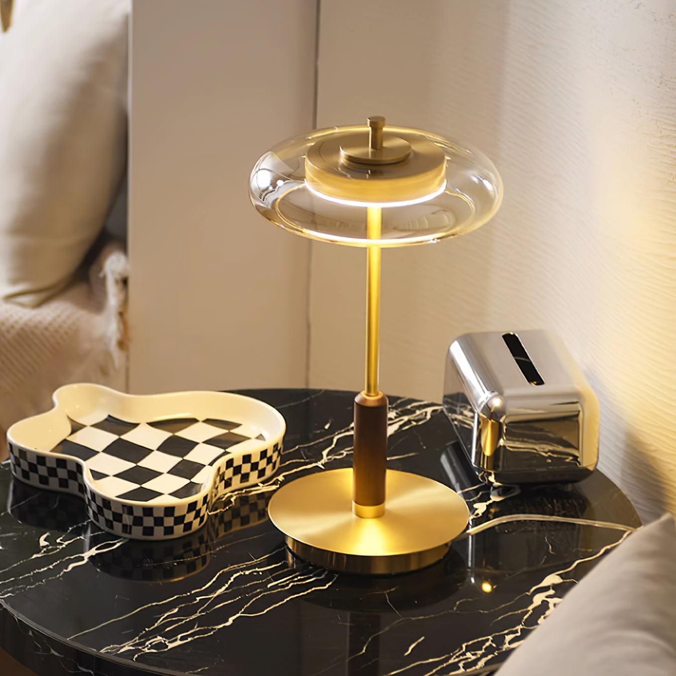 Lumisol | Tischleuchte mit Glas und Holz