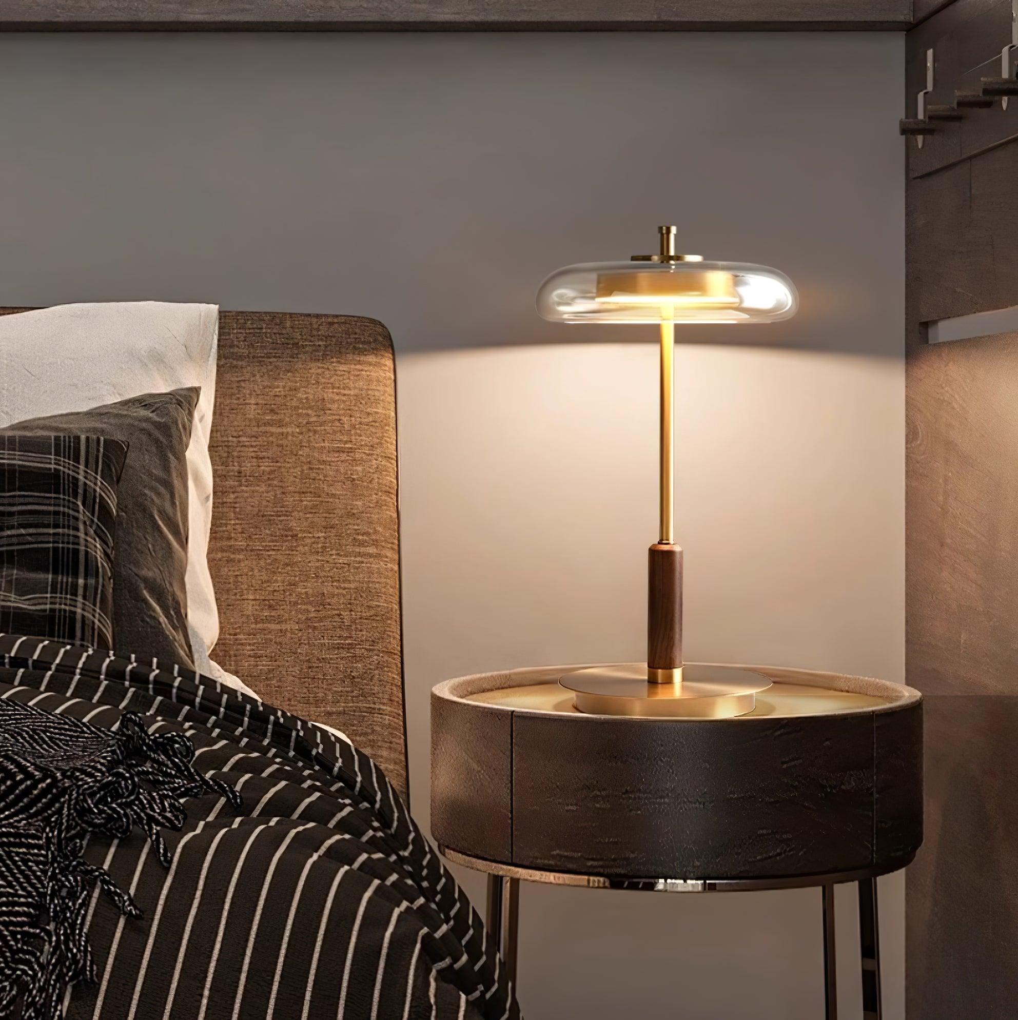 Lumisol | Tischleuchte mit Glas und Holz