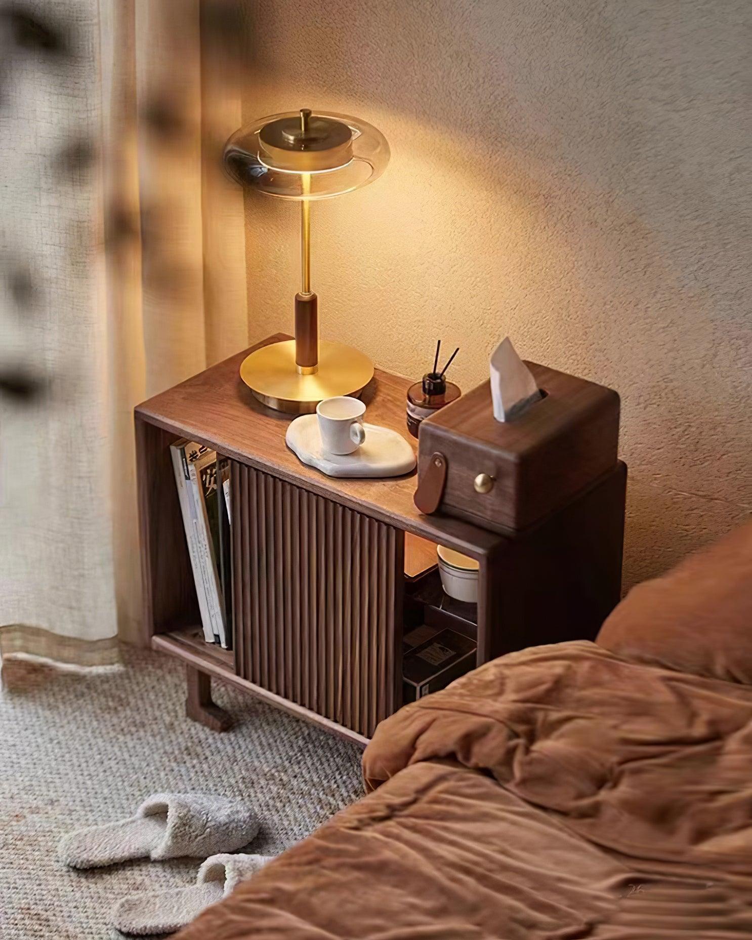 Lumisol | Tischleuchte mit Glas und Holz