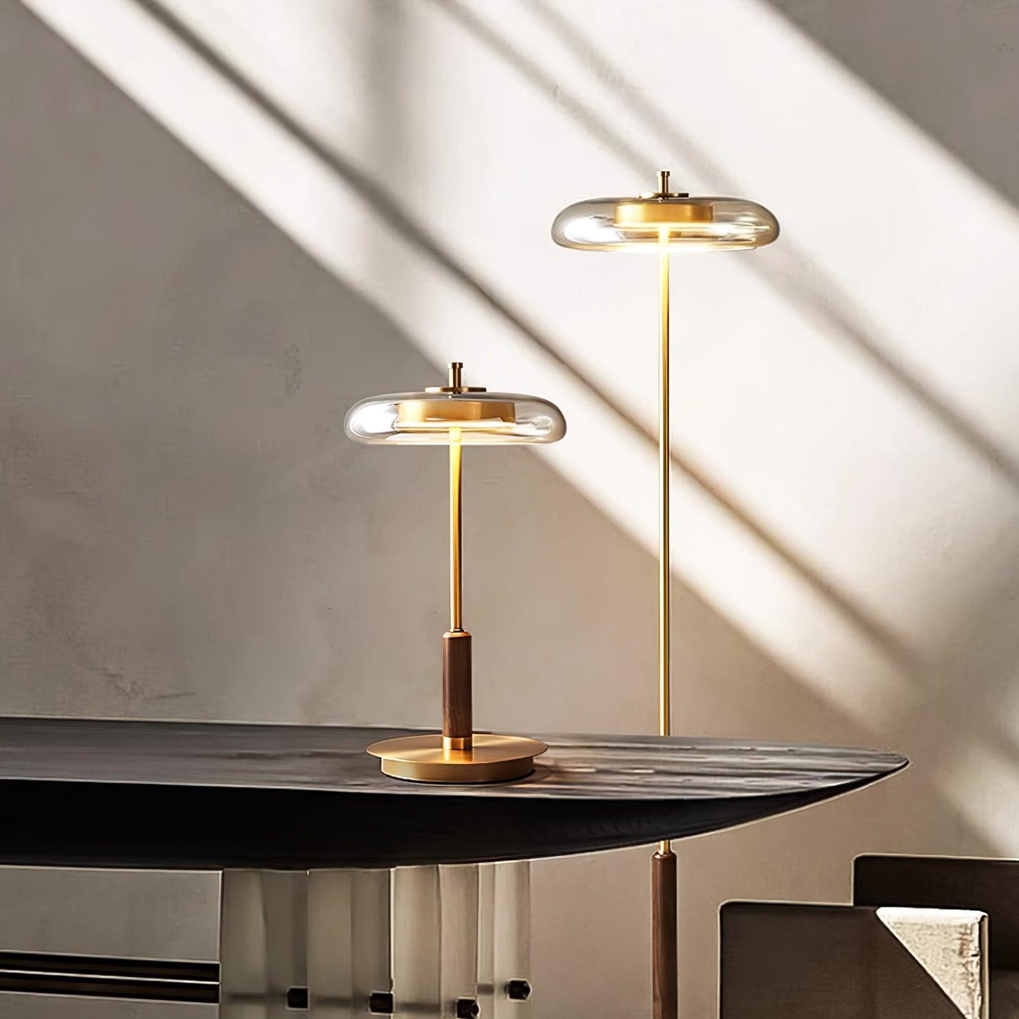 Lumisol | Tischleuchte mit Glas und Holz