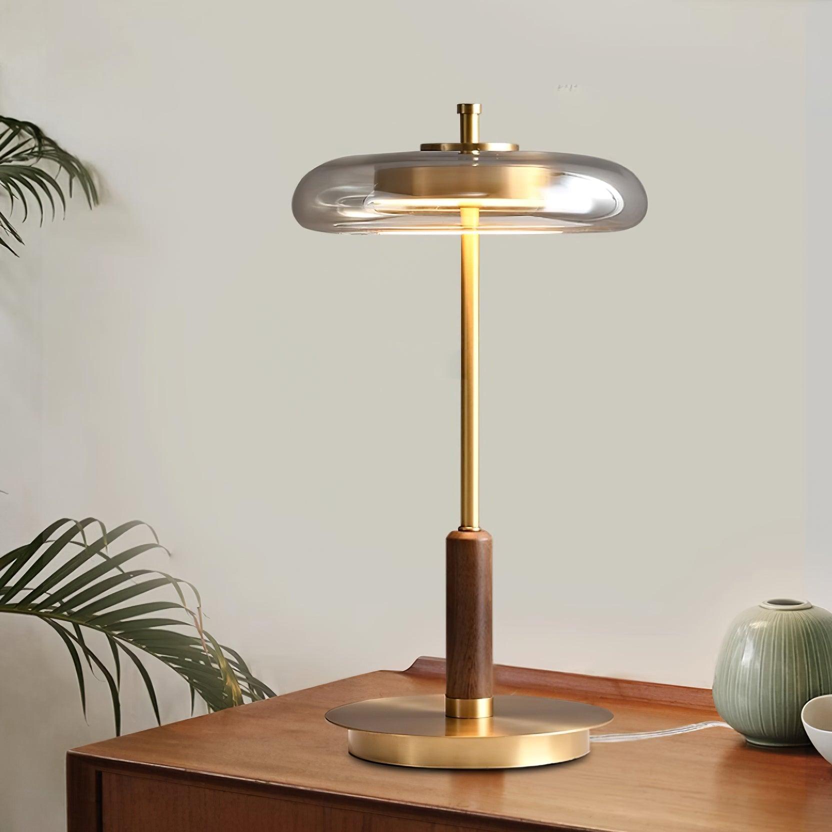 Lumisol | Tischleuchte mit Glas und Holz