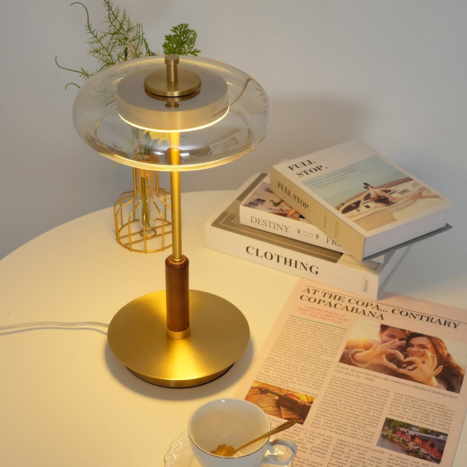 Lumisol | Tischleuchte mit Glas und Holz