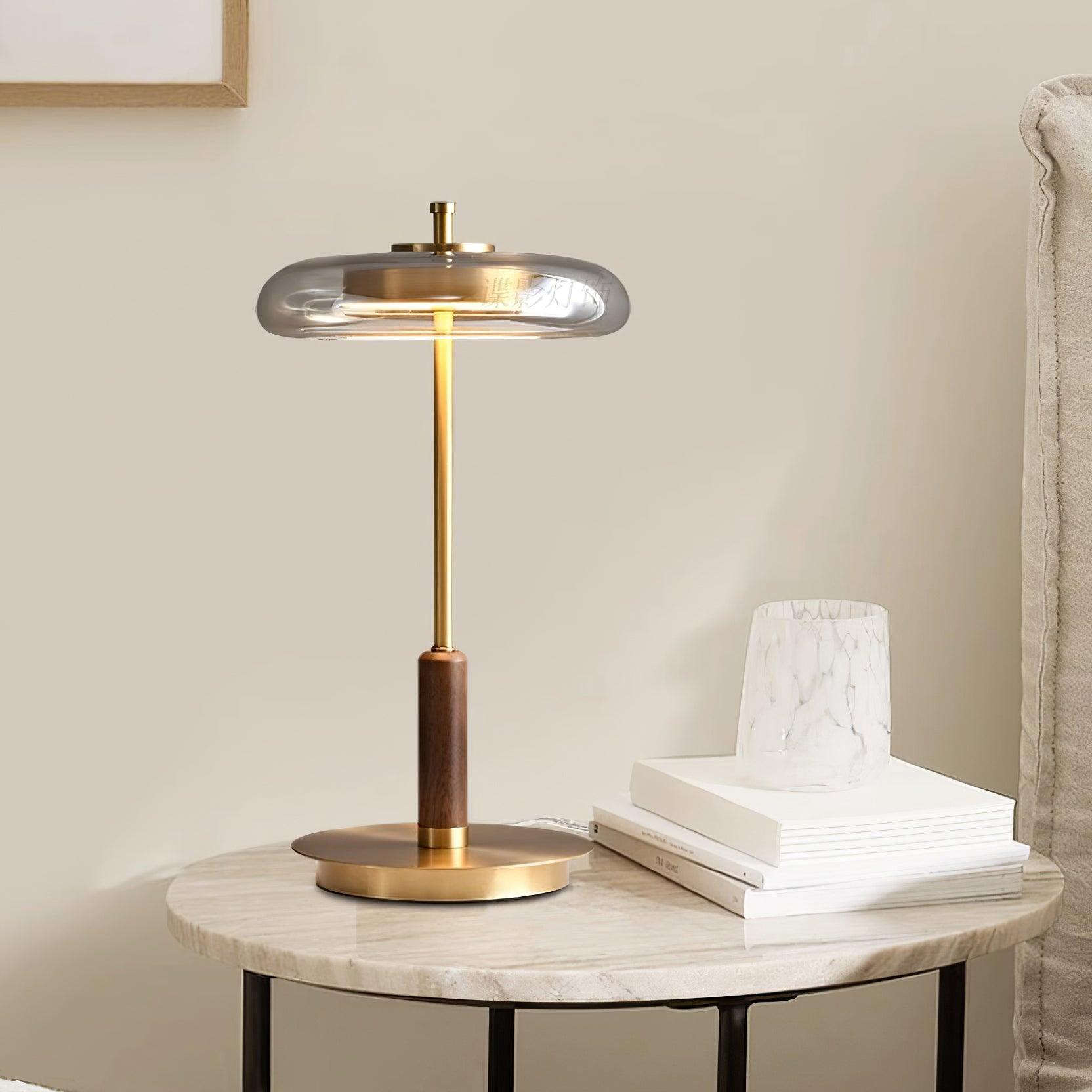 Lumisol | Tischleuchte mit Glas und Holz
