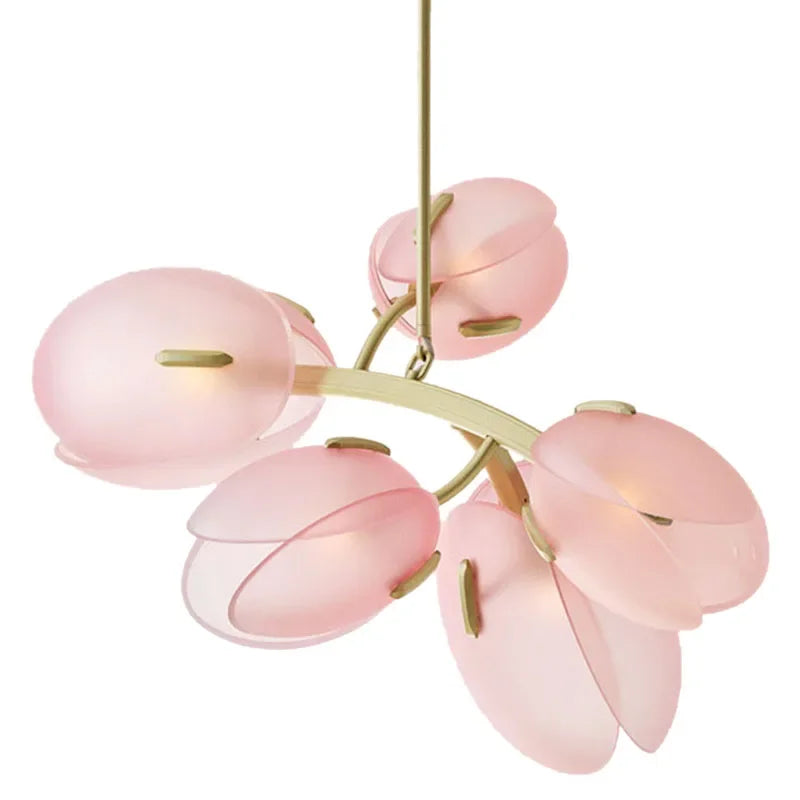 Nordlicht | Rosa Glas Tulpen Deckenlampe