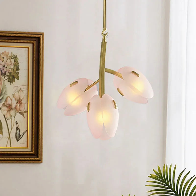 Nordlicht | Rosa Glas Tulpen Deckenlampe