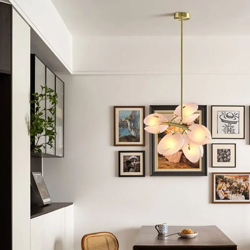 Nordlicht | Rosa Glas Tulpen Deckenlampe