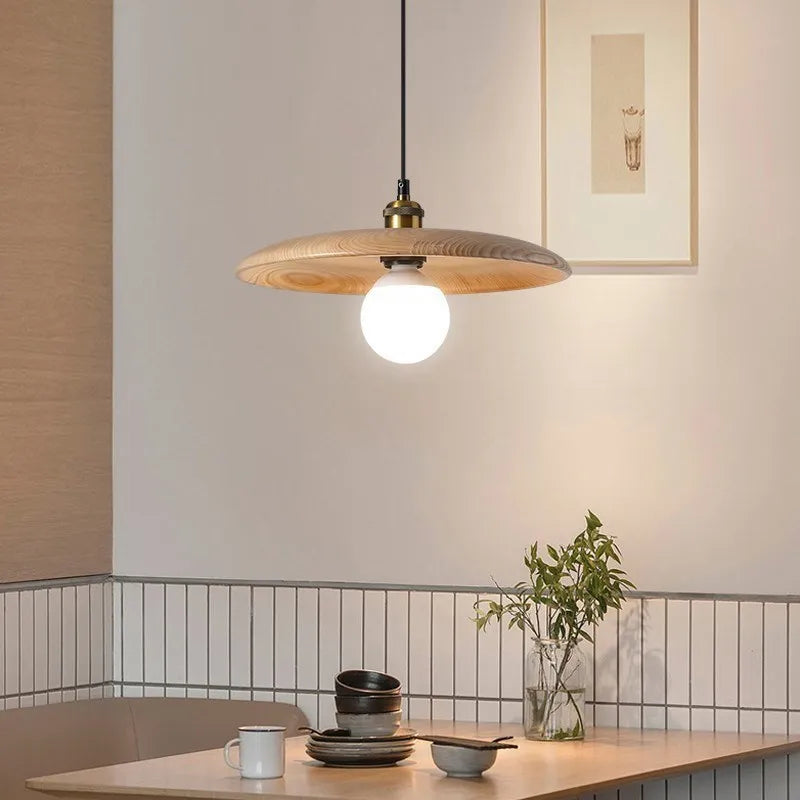 Oriva | Pendelleuchte im Holzscheiben-Design