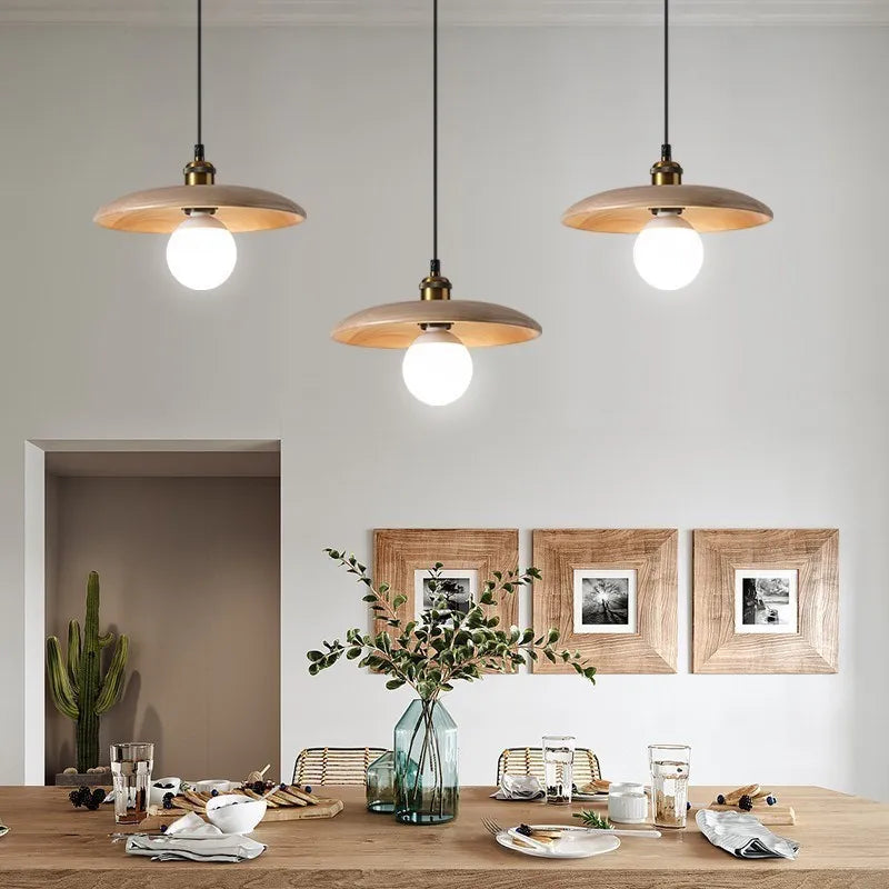 Oriva | Pendelleuchte im Holzscheiben-Design