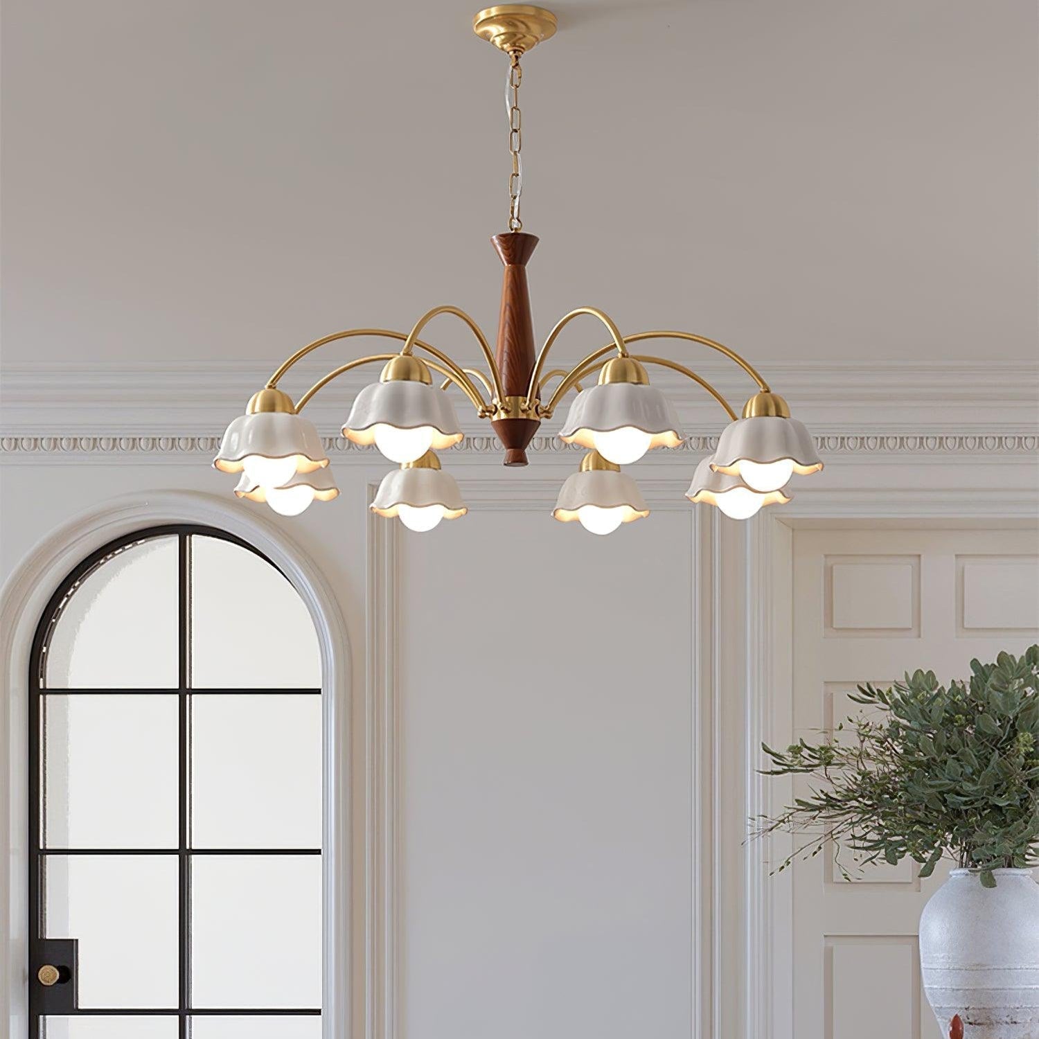 Noor | Mid-Century Kupfer Keramik-Kronleuchter