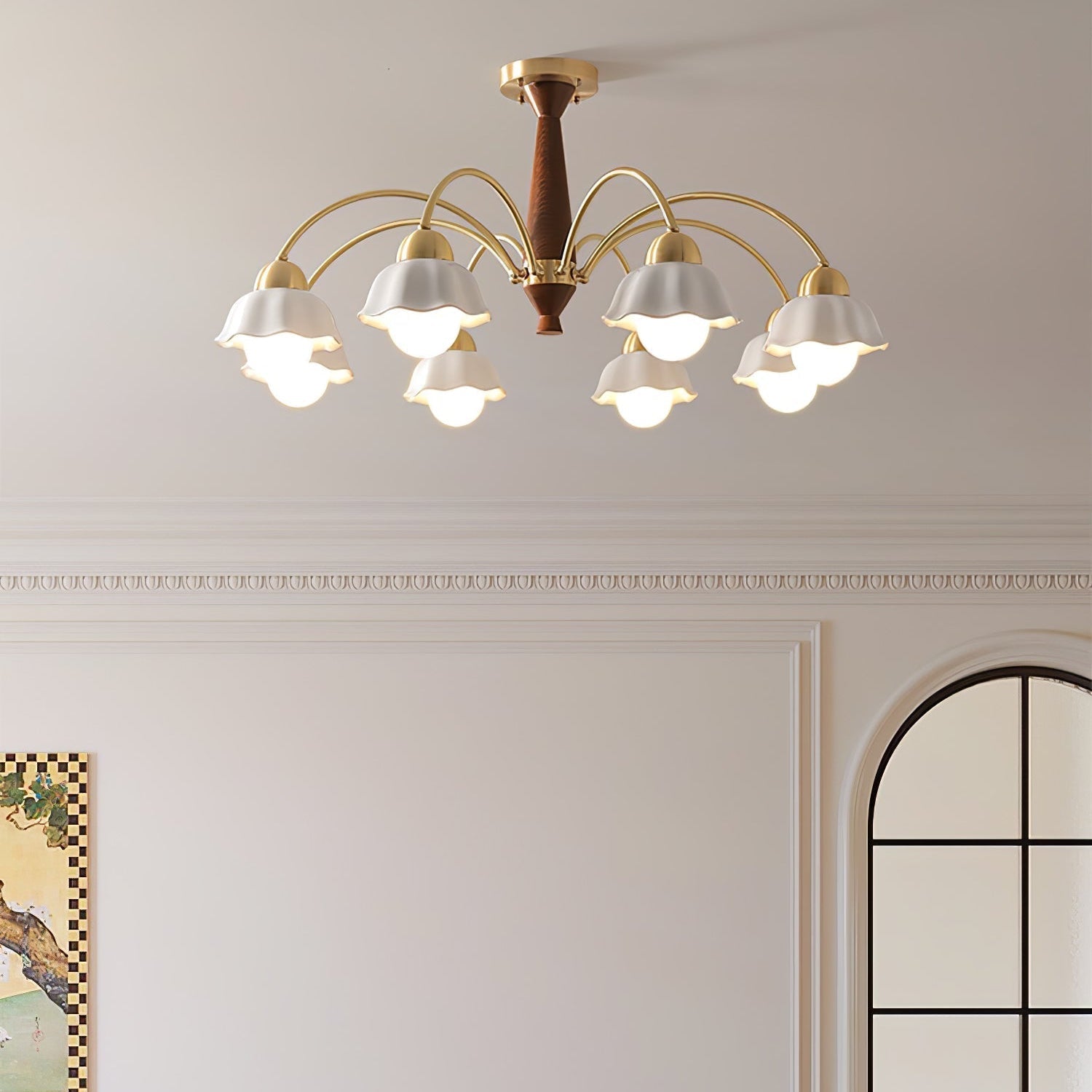 Noor | Mid-Century Kupfer Keramik-Kronleuchter