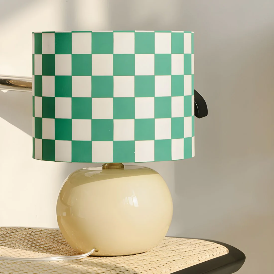 Nivora | Glas Tischlampe kariertes Muster