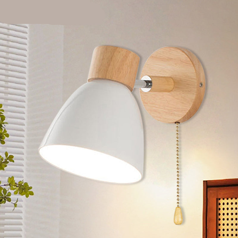 Yadiel | Nordic Wandleuchte mit Holz & Zugschalter