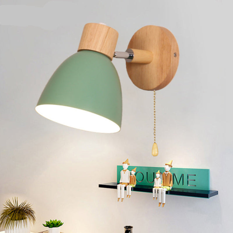 Yadiel | Nordic Wandleuchte mit Holz & Zugschalter