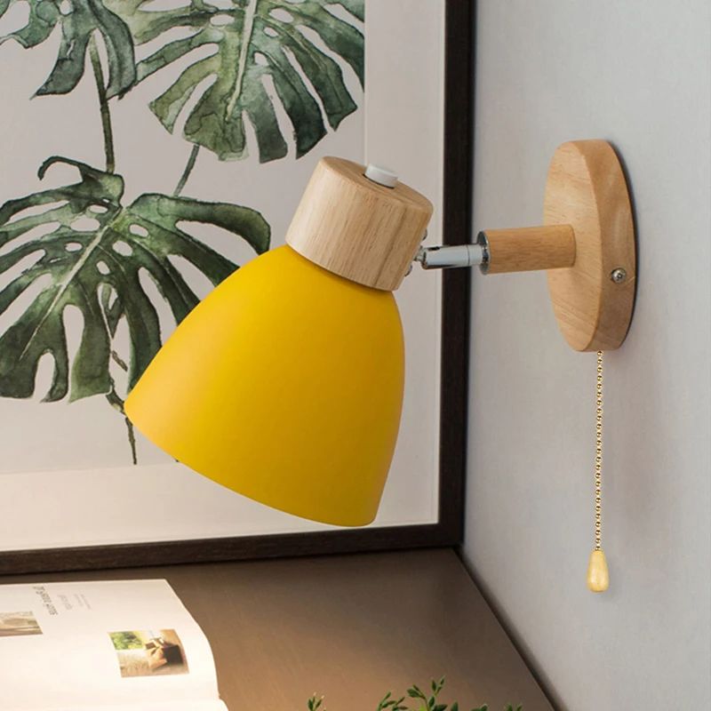 Yadiel | Nordic Wandleuchte mit Holz & Zugschalter