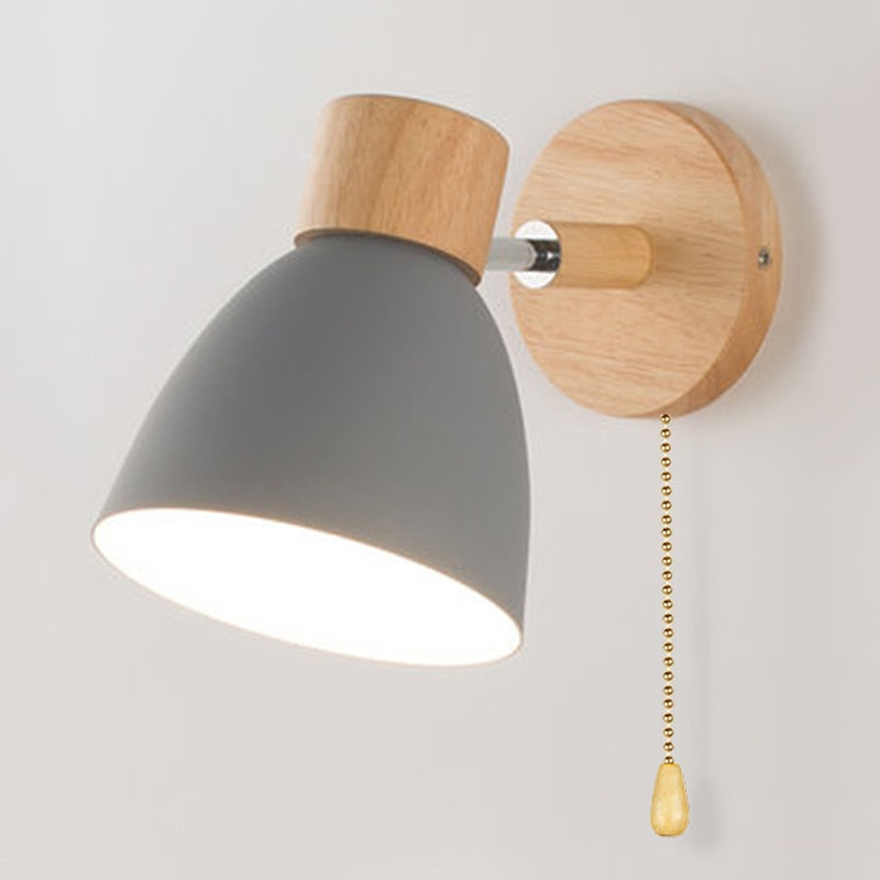 Yadiel | Nordic Wandleuchte mit Holz & Zugschalter