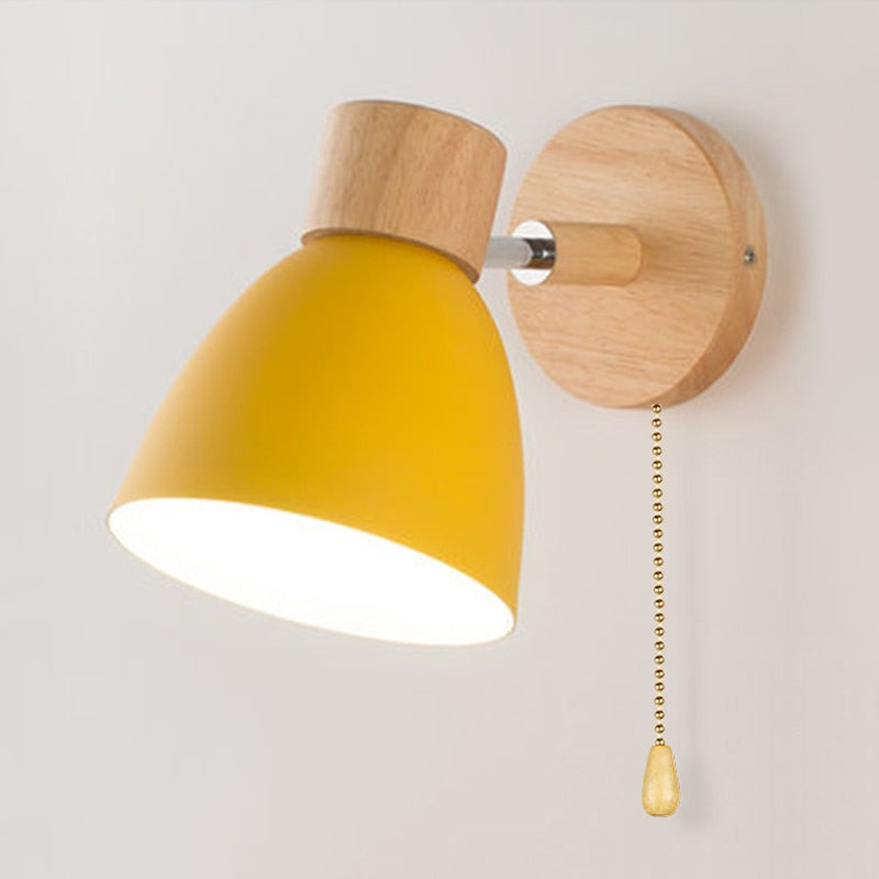 Yadiel | Nordic Wandleuchte mit Holz & Zugschalter