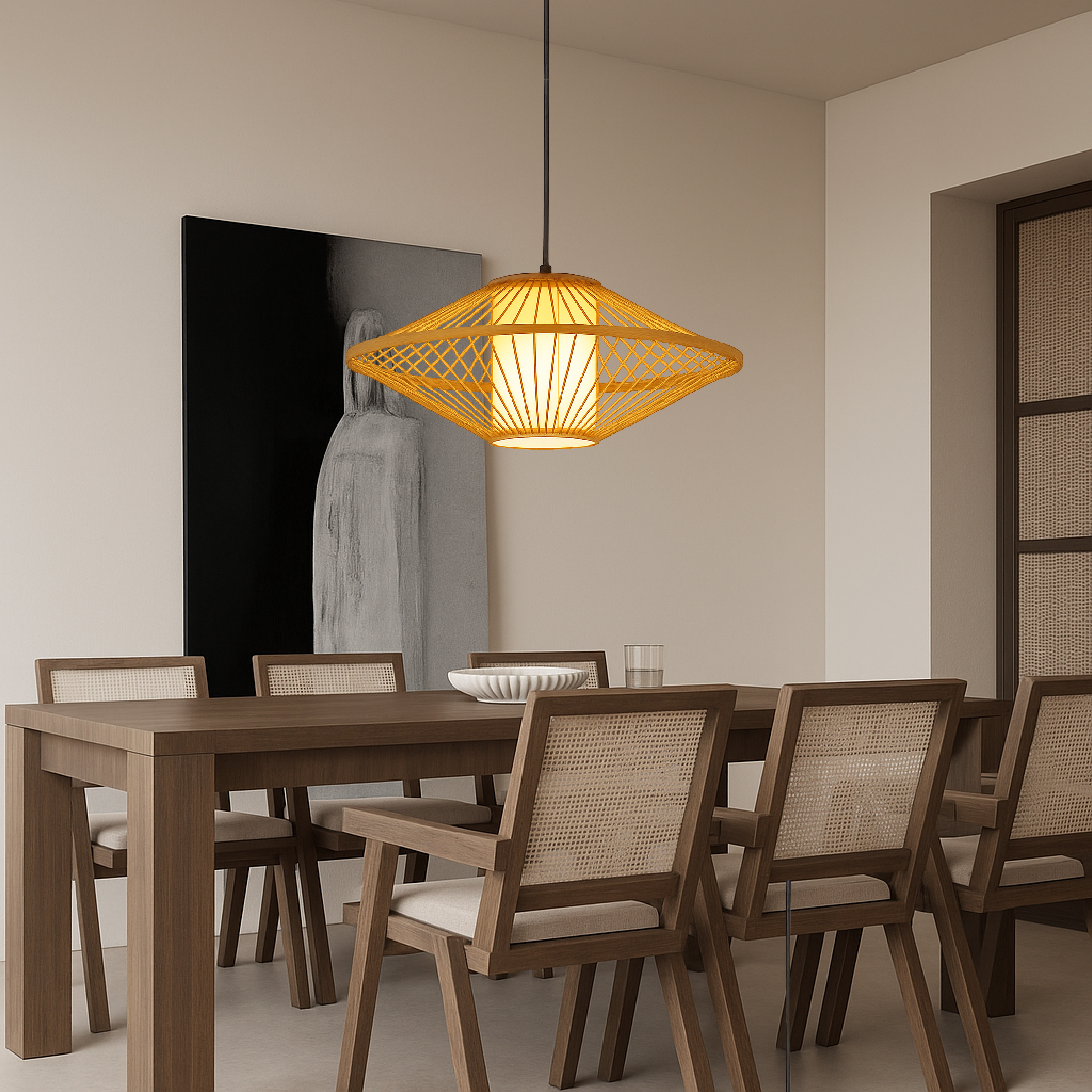 Zeyora | Pendelleuchte in gewebtem geometrischem