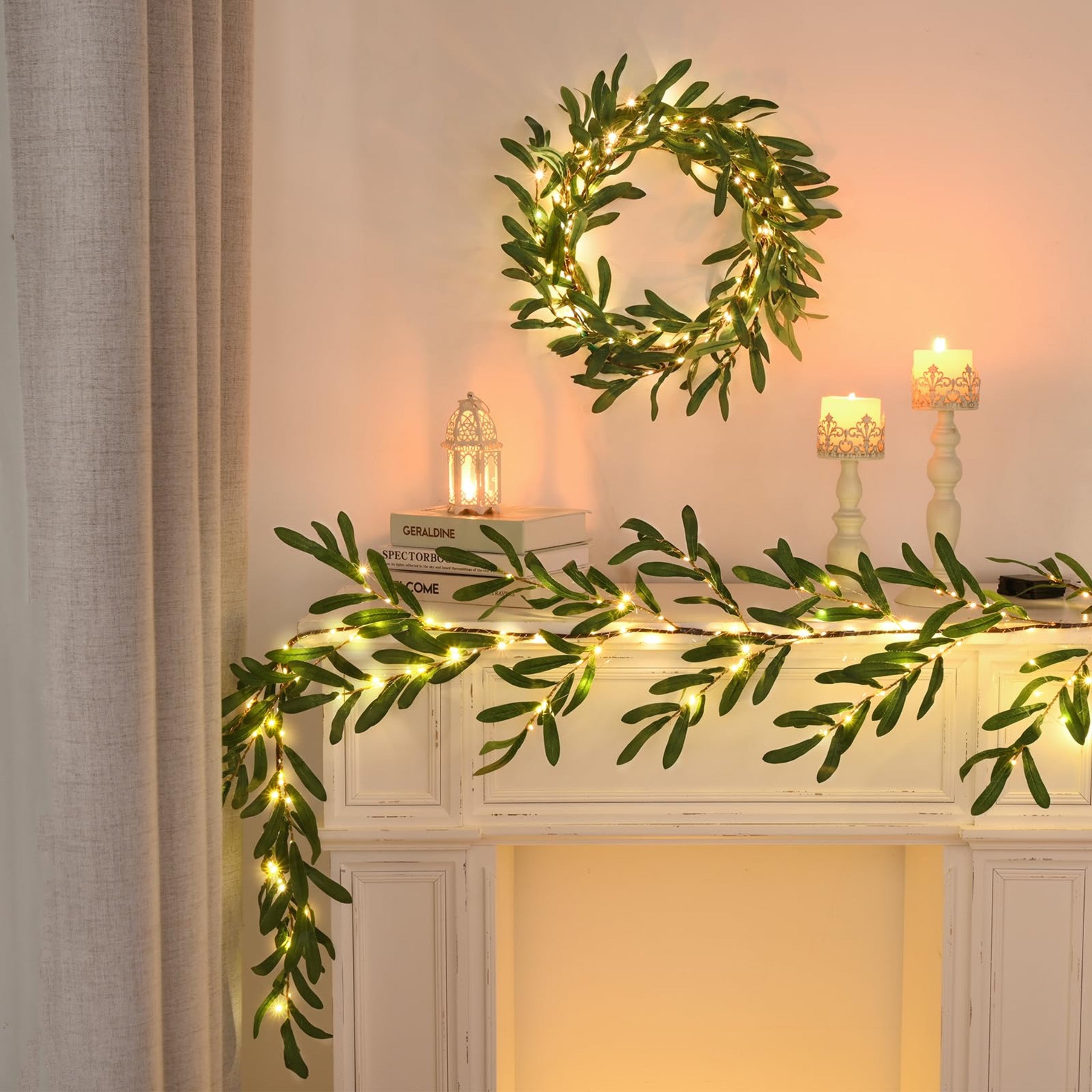 Everlia | LED Lichterkette mit Blättergirlande