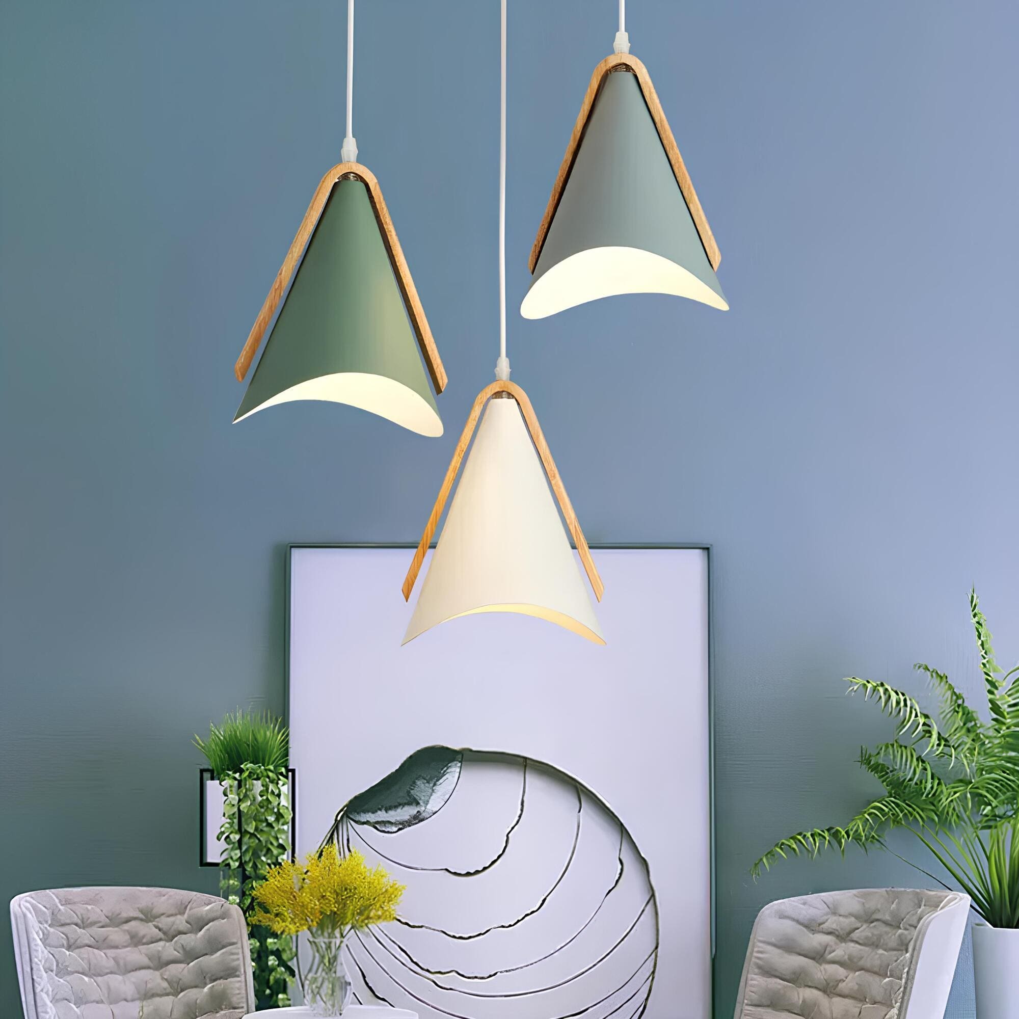 Teyra | Pendelleuchte im Holzrahmendesign